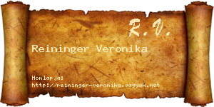 Reininger Veronika névjegykártya